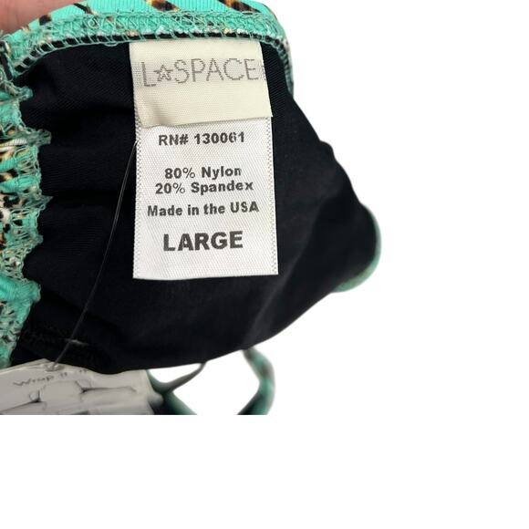 L Space Lexie Wrap Bikini Top Pools & Palms Print Blue Green Size Large - Picture 9 of 10